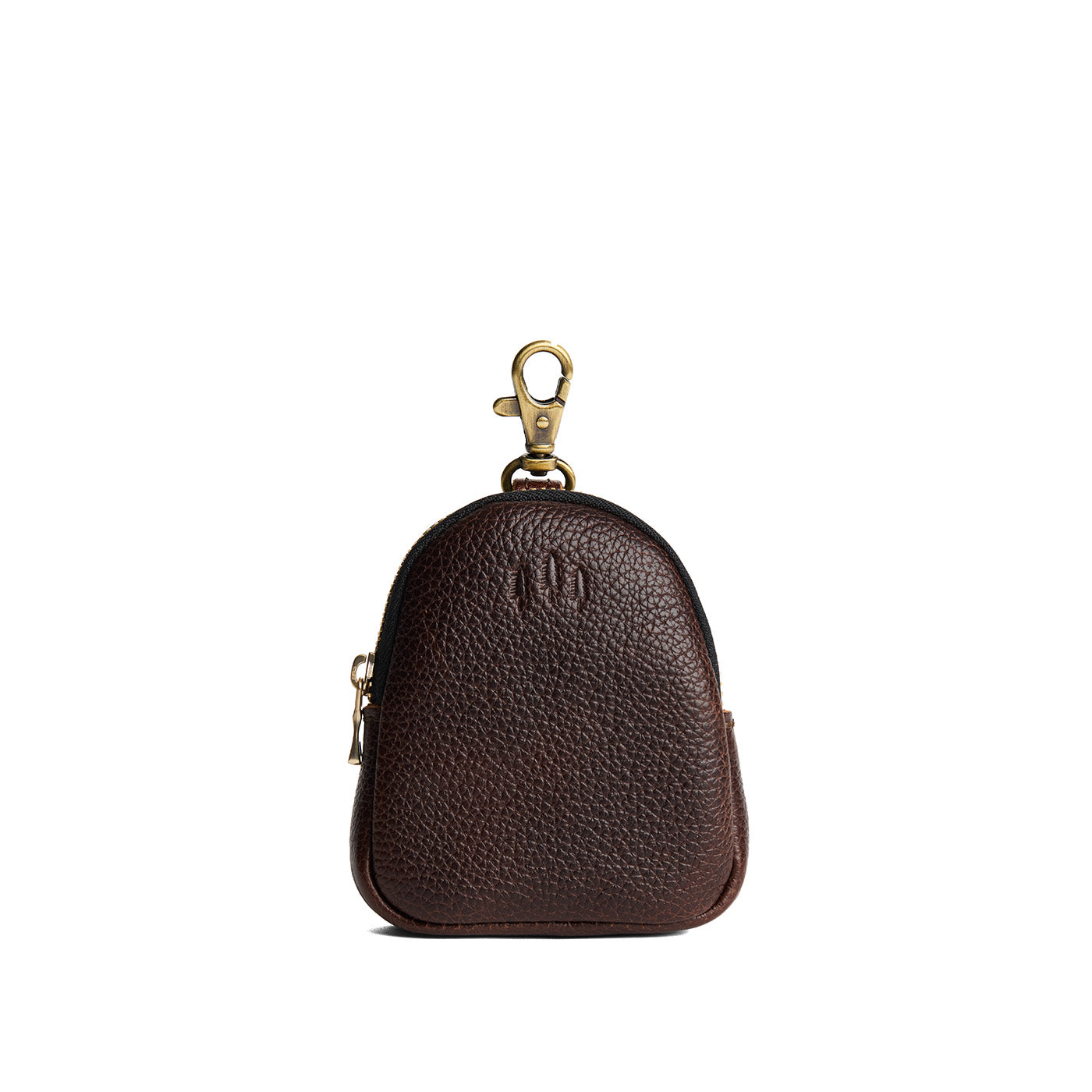 Coldbrew | Leather keychain pouch with zipper top, swivel lobster clasp, and debossed emblem of three PLG trees