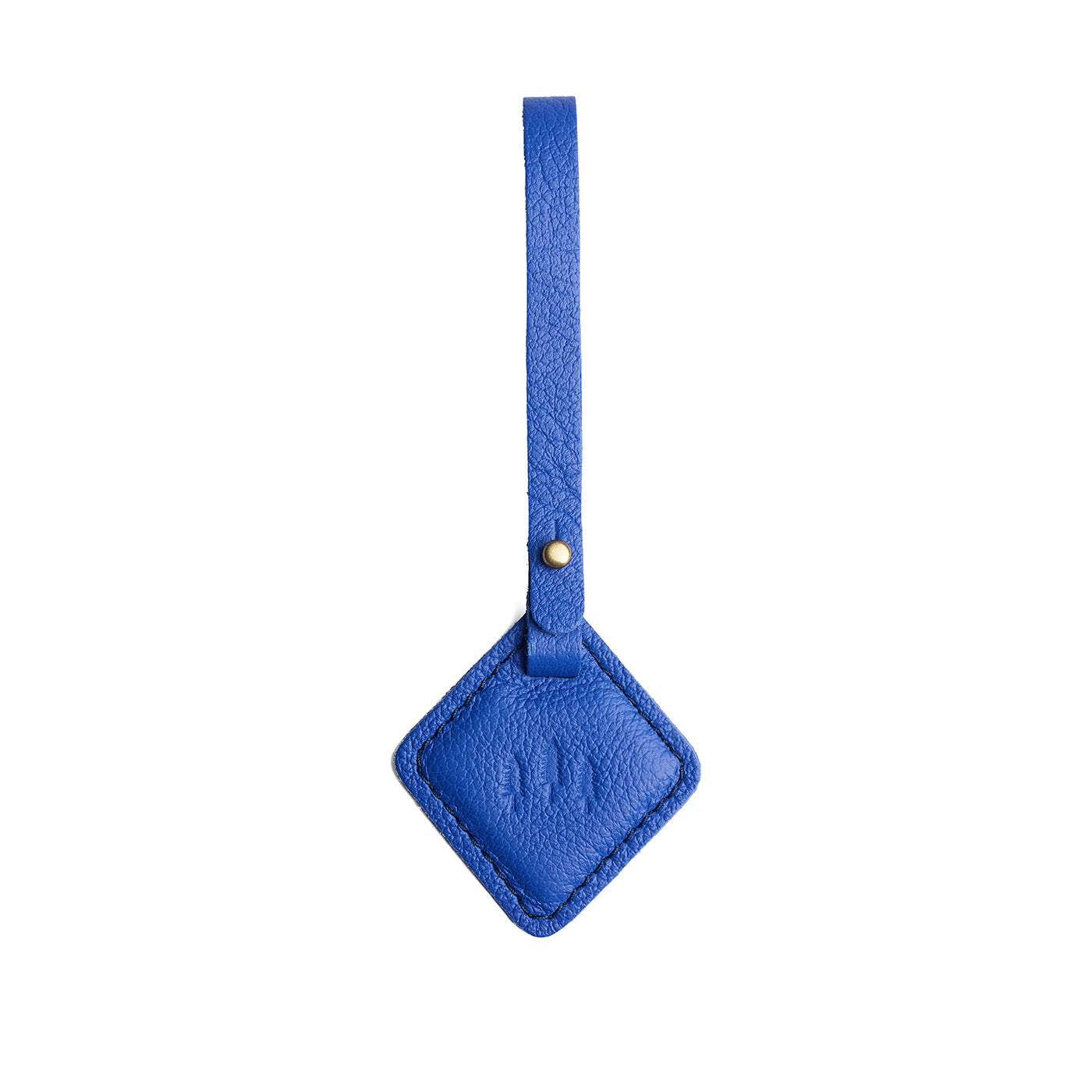 Astro Blue | Rhombus-shaped leather tag with a strap and debossed PLG design