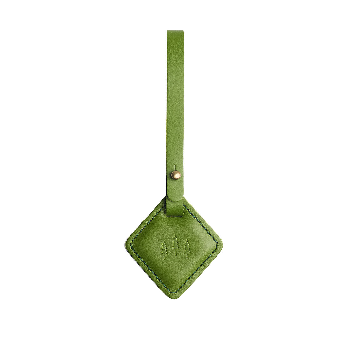 Green Apple | Rhombus-shaped leather tag with a strap and debossed PLG design
