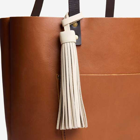 All Color: Bone*Classic | Fringed leather tassel with leather loop