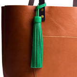 Jolly Green Jumbo | Fringed leather tassel with leather loop