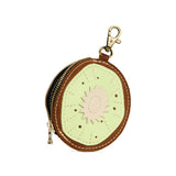 Kiwi | A kiwi-shaped leather pouch keychain with zipper and lobster clasp
