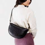 Pebbled--black Large | Half circle shaped sling bag