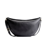 Pebbled--black Large | Half circle shaped sling bag