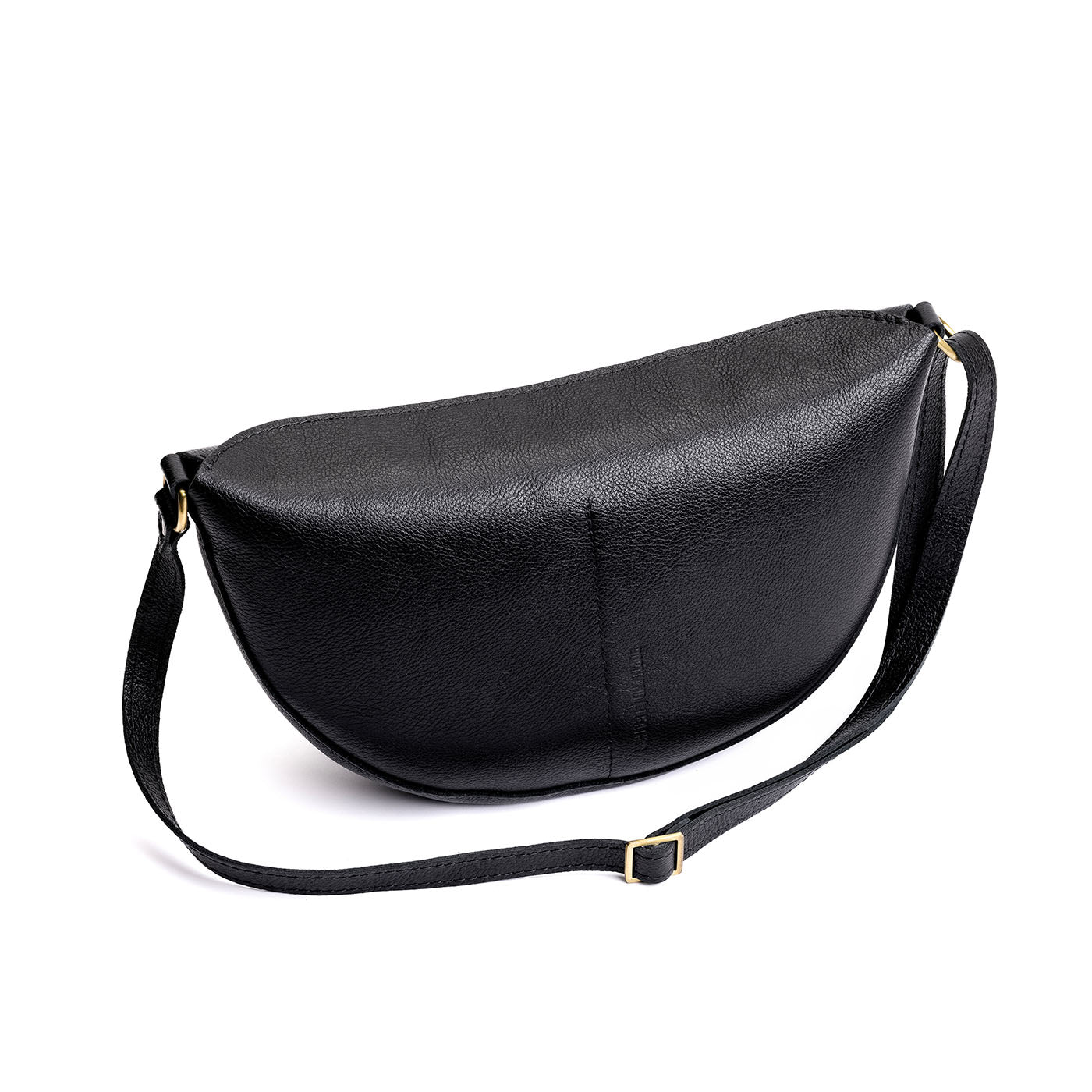 Pebbled--black*Large | Half circle shaped sling bag