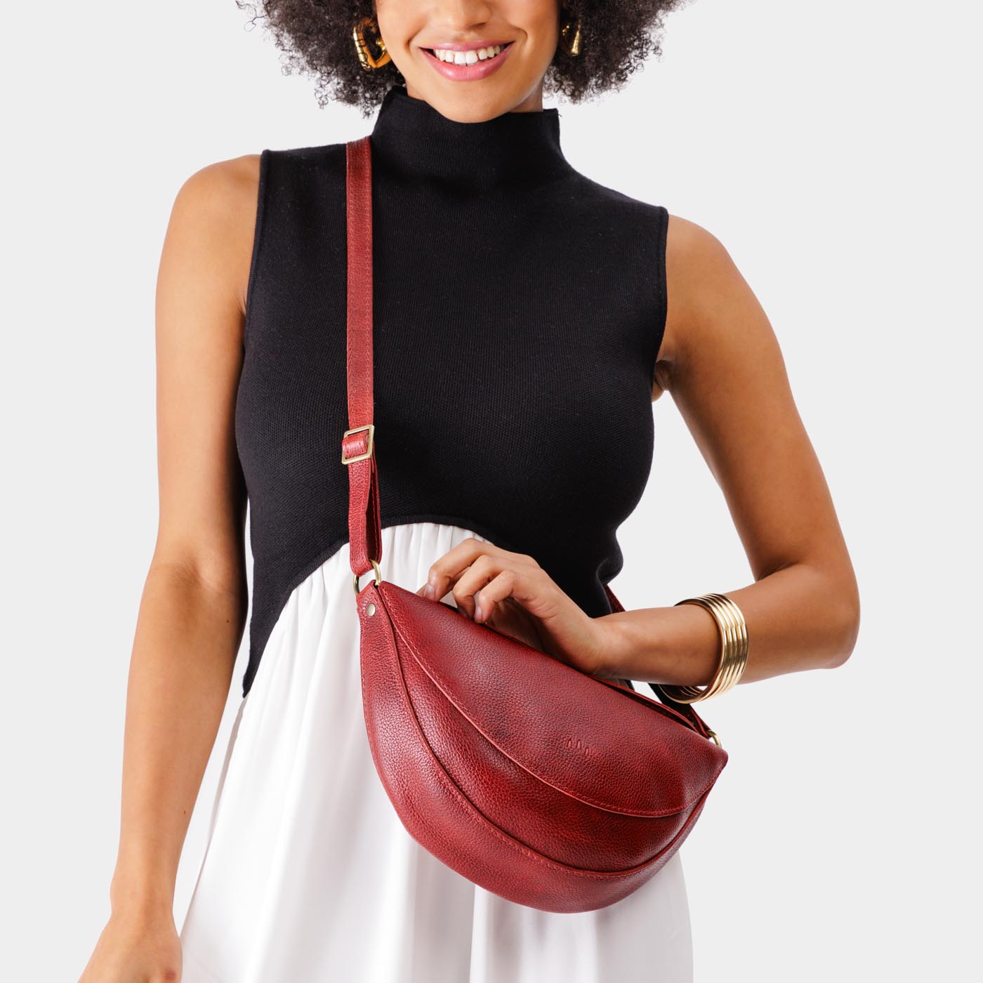 Chili Red*Medium | Half circle shaped sling bag