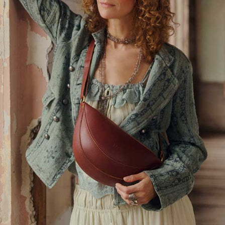 Nutmeg*Small | Petite half circle shaped sling bag