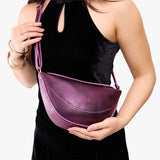 Ultra Violet Medium | Model wearing half circle shaped sling bag