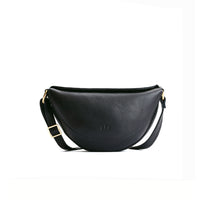 Pebbled--black*Small | Petite half circle shaped sling bag