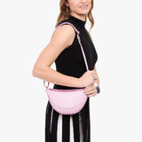 Pinkaboo Small | Model wearing half circle shaped sling bag