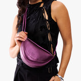 Ultra Violet Small | Model wearing half circle shaped sling bag