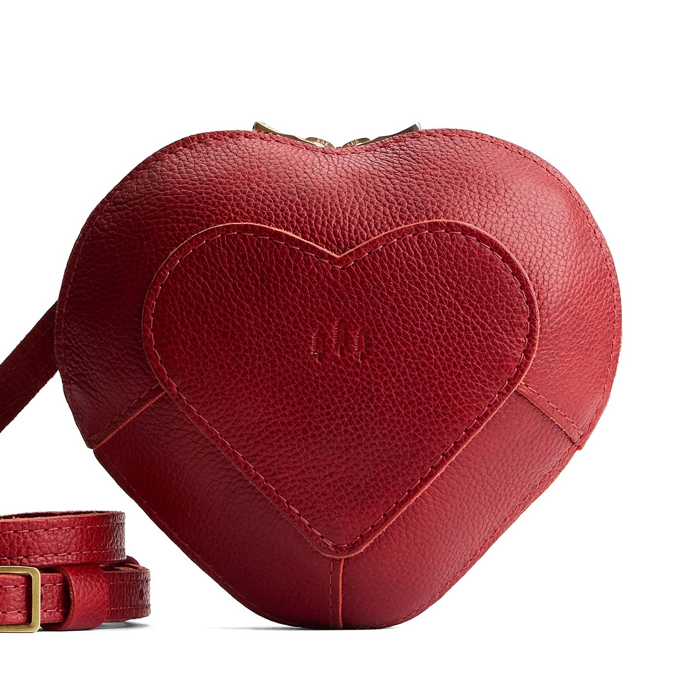 Chili Red | Geometric heart shaped crossbody with dual zipper closure