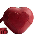 Chili Red | Geometric heart shaped crossbody with dual zipper closure