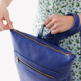 Molino Blue | Rectangular slim leather backpack