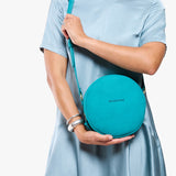 Aquamarine Large | Circle shaped crossbody bag with top zipper