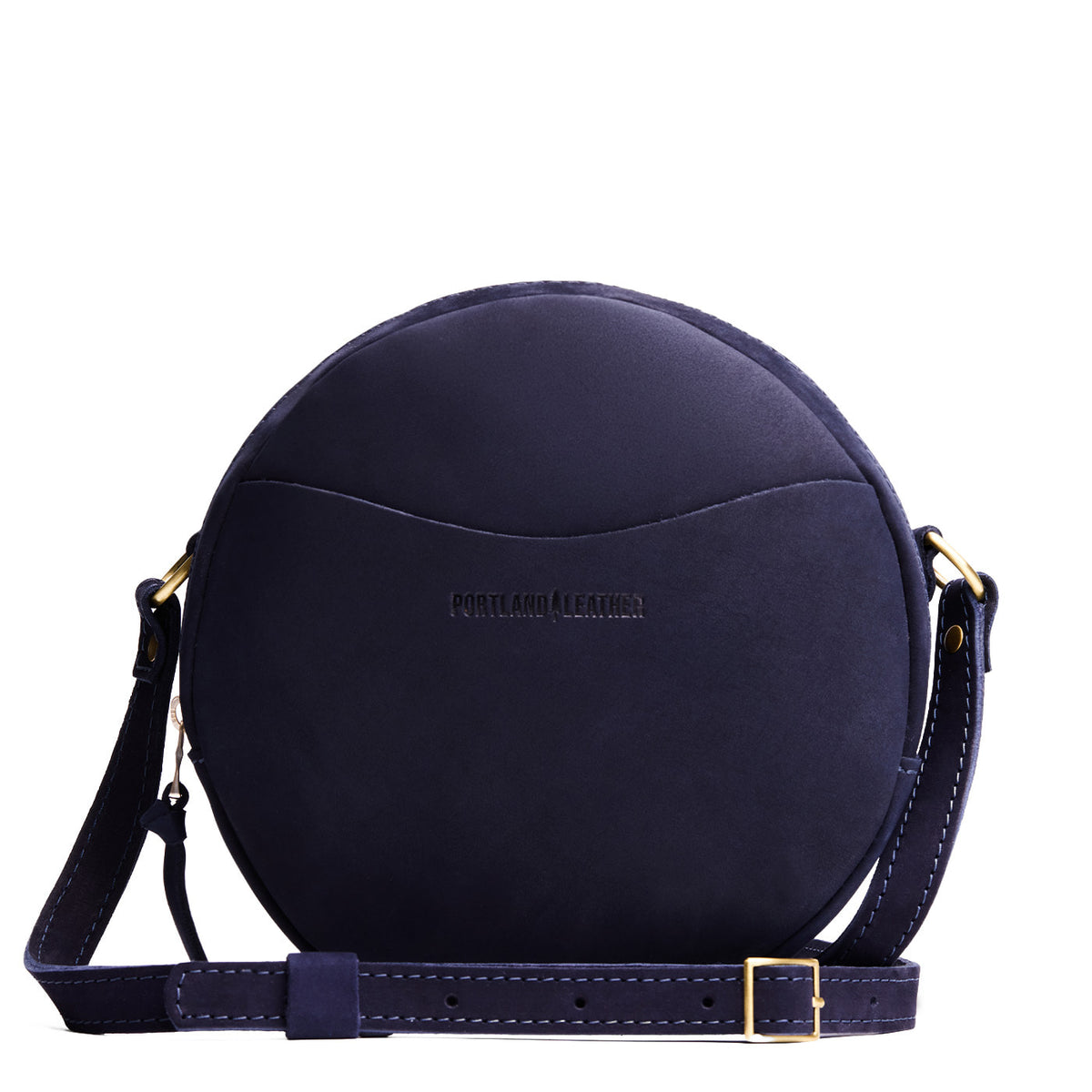 Velvet Blue*Large | Circle shaped crossbody bag with top zipper