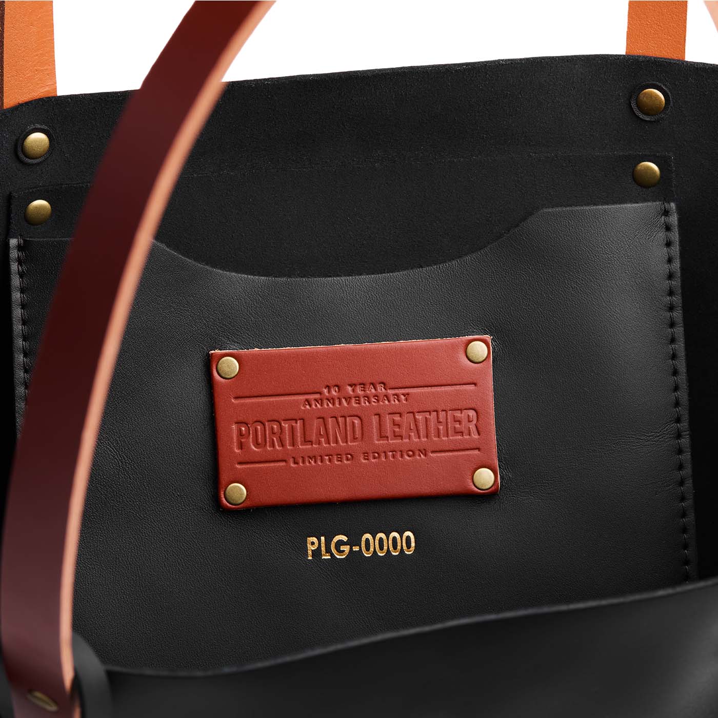 Black*Classic | Interior of Leather Tote Bag with Limited Edition Plate and serial number