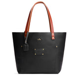 Black Classic | Leather Tote Bag with bridle leather handles and monogram plate