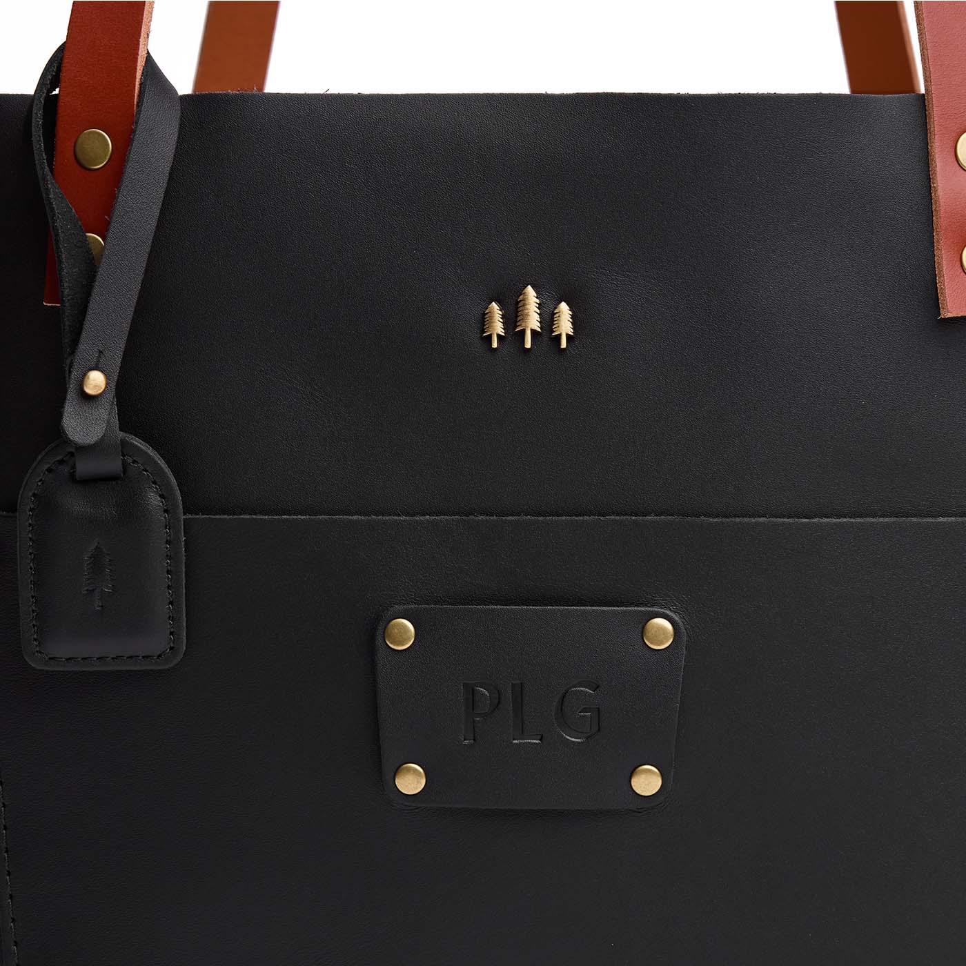 Black*Classic| Leather Tote Bag with bridle leather handles and monogram plate