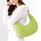 Lime Large | Crescent shaped shoulder bag with zipper closure and adjustable strap