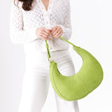 Lime Large | Crescent shaped shoulder bag with zipper closure and adjustable strap