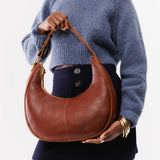 Nutmeg Large | Large crescent shaped shoulder bag with zipper closure and adjustable strap