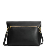 Pebbled--black Large | Convertible tote clutch crossbody with a back zipper pocket folded into a clutch