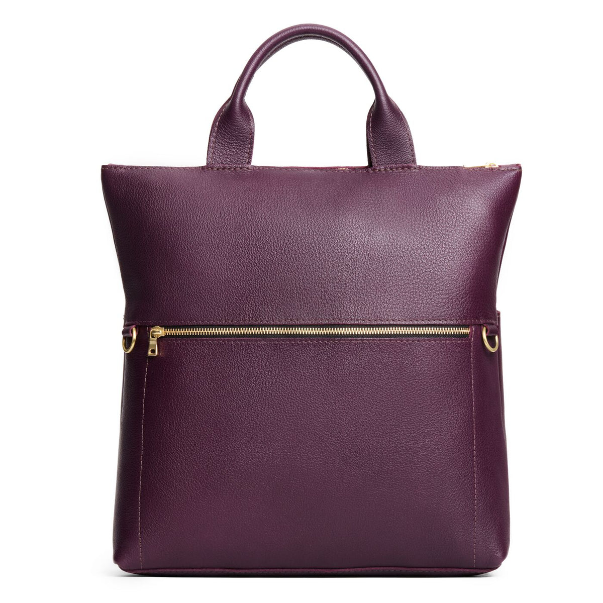 Plum*Large | Convertible tote clutch crossbody with a front zipper pocket and top carry handles