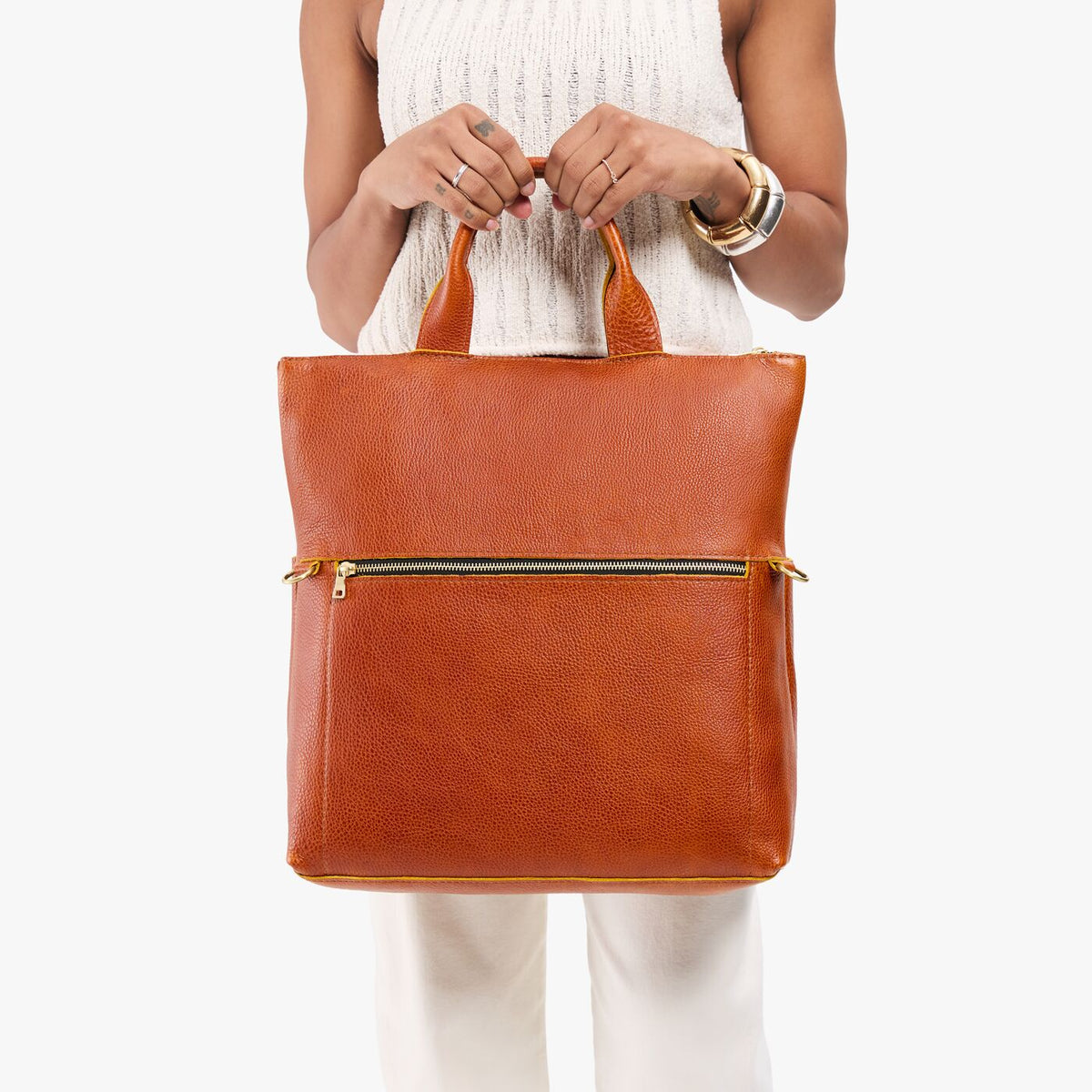 Sienna*Large | Model wearing a convertible tote clutch crossbody