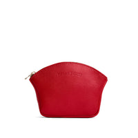 Cherry*Large | Seashell shaped leather makeup bag with curved top zipper and flat bottom