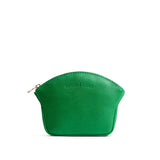 Jolly Green Large | Seashell shaped leather makeup bag with curved top zipper and flat bottom