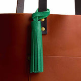 Jolly Green Large | Fringed leather tassel with leather loop