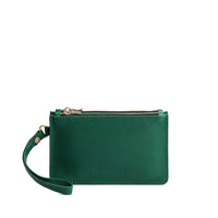 Bacalar | Leather wristlet with two zippered pockets and removable wrist strap