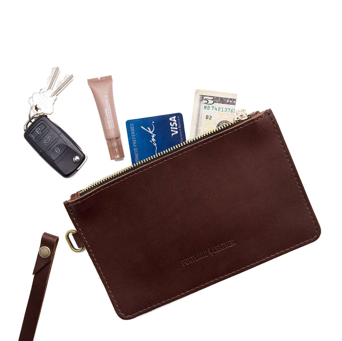 Zip-Zap Duo Wristlet, Cognac