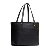 Pebbled--black Large Zipper | Leather tote bag with riveted straps and exterior key loop