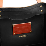 Black Zipper | Interior of Leather Tote Bag with Limited Edition Plate and serial number