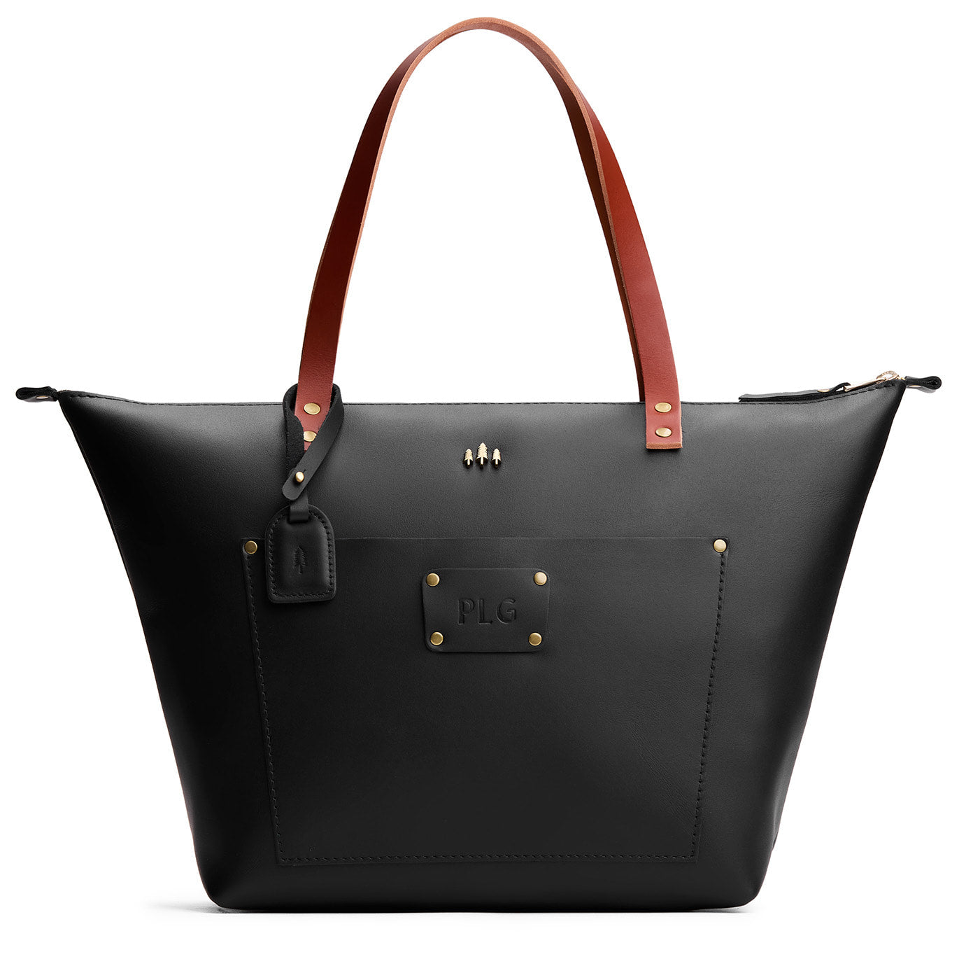 Black*Zipper | Leather Tote Bag with bridle leather handles and zipper closure