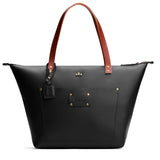 Black Zipper | Leather Tote Bag with bridle leather handles and zipper closure