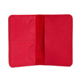 Cherry | Leather passport case with PLG logo open shot
