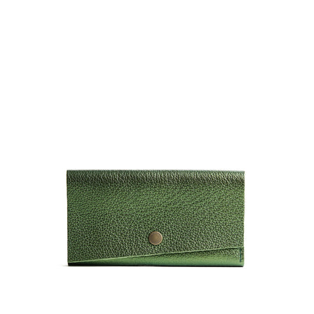 Metallic Greench | Leather wallet with snap closure