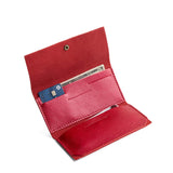 Reba Red | Leather wallet with snap closure open
