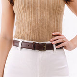 Umber | Legacy leather belt on model's waist