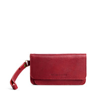 Chili Red | Leather wallet clutch with wristlet and magnetic closure