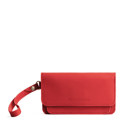 Crimson | Leather wallet clutch with wristlet and magnetic closure