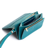 Soul Blue | Leather wallet clutch with wristlet and magnetic closure