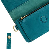 Soul Blue | Leather wallet clutch with wristlet and magnetic closure