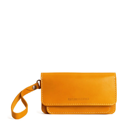Sunflower | Leather wallet clutch with wristlet and magnetic closure
