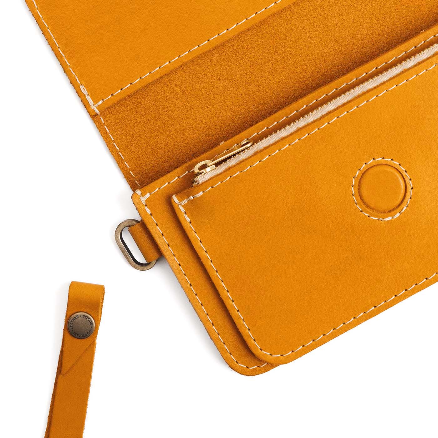 Sunflower | Leather wallet clutch with wristlet and magnetic closure