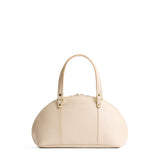 Pebbled Bone Small | A half circle crossbody bag with handles and removable crossbody strap 