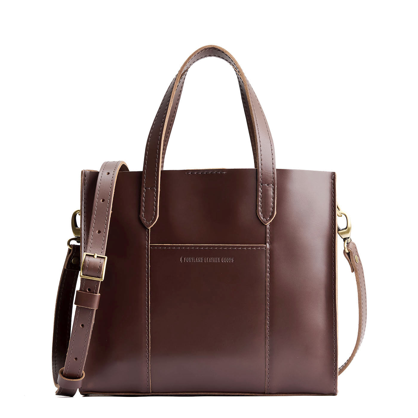 Chocolate Brown*Classic | Structured mid-size tote bag with overlapping panels and crossbody strap